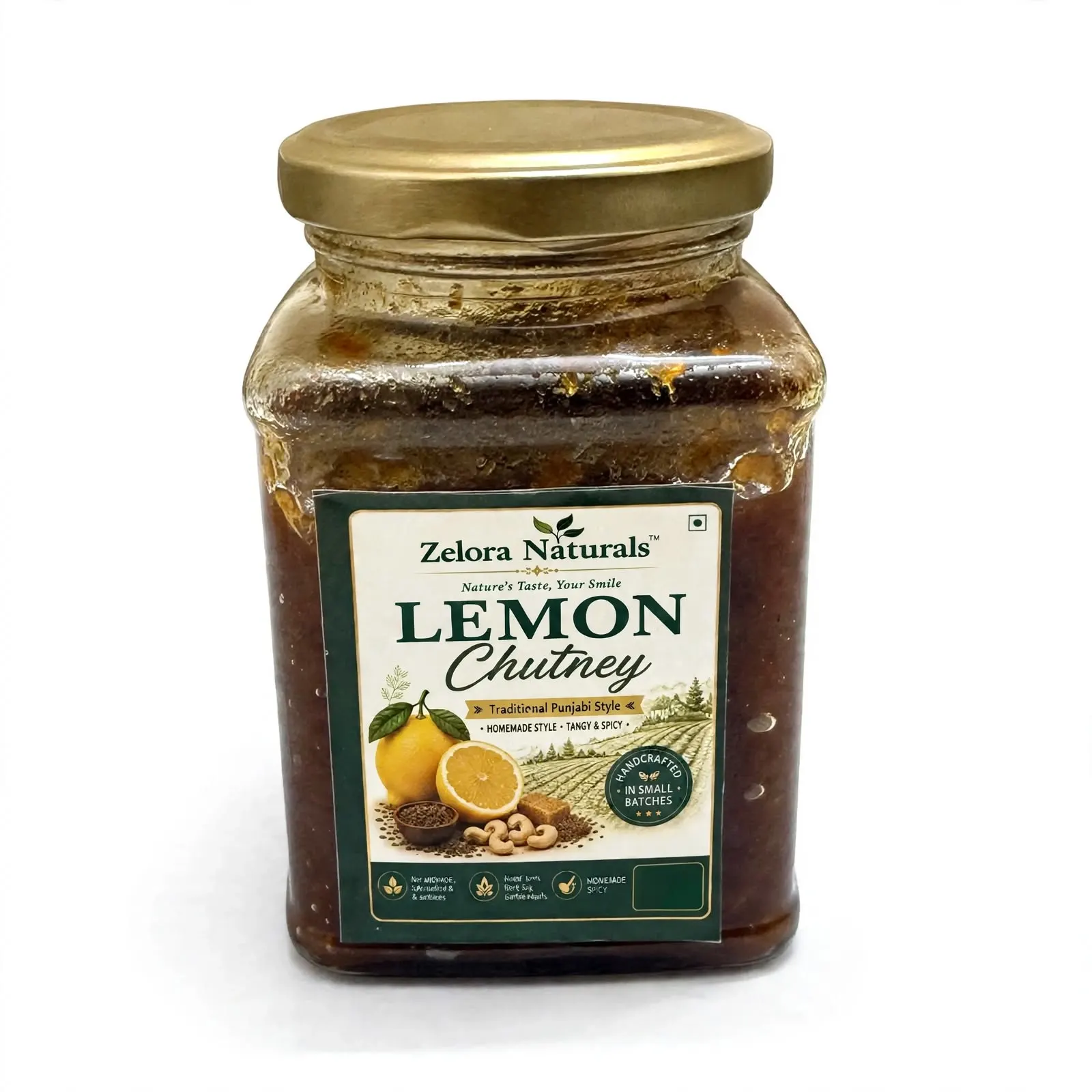 1. Main Product Image (Hero): Homemade Lemon Chutney 400g - Zelora Naturals